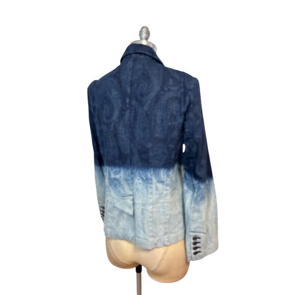 Chicos Platinum Denim Paisley Ombre Blazer Jacket 1 Medium NWT - Picture 3 of 7